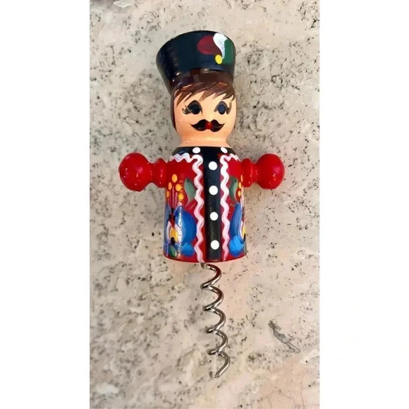 Vintage Holiday Ornament Nutcracker Cork Screw Christmas Decor Seasonal - Picture 3 of 10